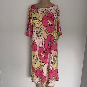 Women's Pink Floral Print Shift Dress US10